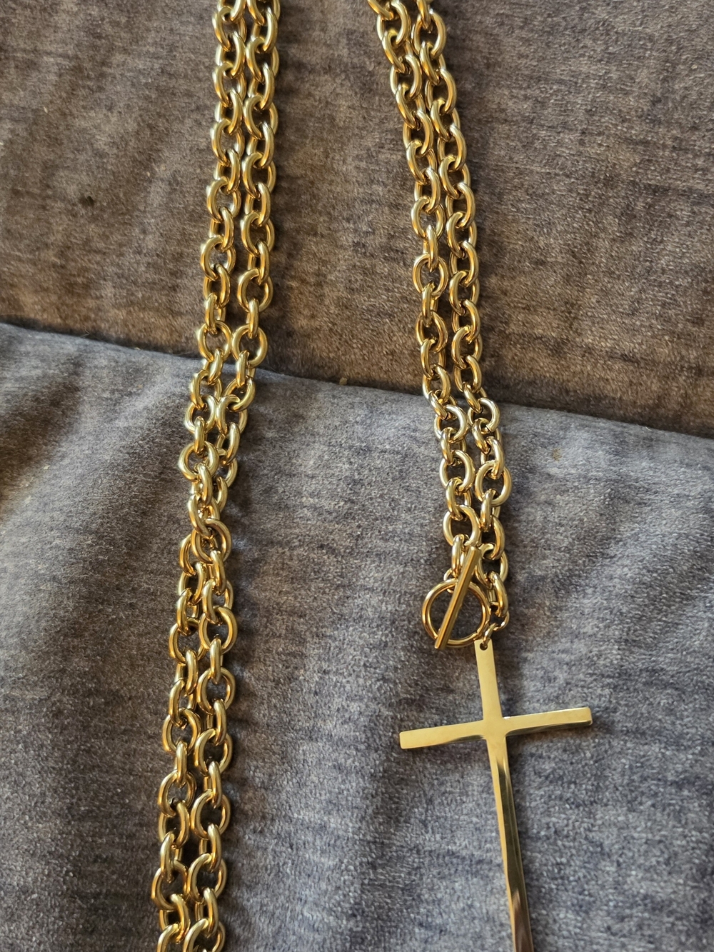 Chansuttpearls Gold Cross Pendant Wrap Around Chain Necklace. 37 inch. NWT